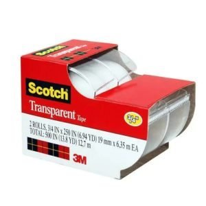 Cinta Plástica Transparente 3M Scotch 3/4″ 2 Rollos 19mm X 6,35m