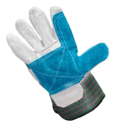 GUANTES DE CARNAZA CON TELA Y SEMICUERO (EMPAQUE DE 12 PARES)