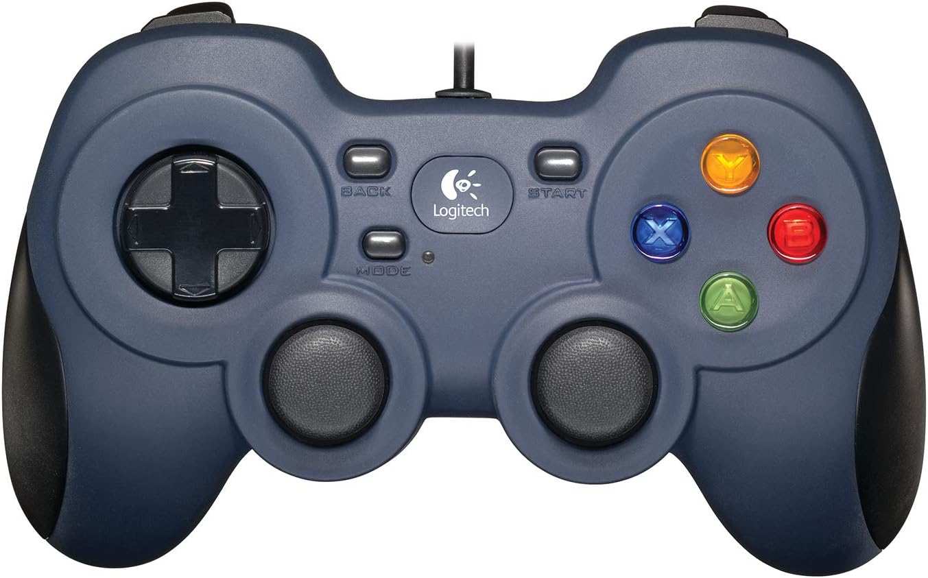 Logitech F310 Gamepad con Cable, Distribución Tipo Consola, Mando de Dirección 4 Conmutadores, Comodidad de Sujeción, Cable 1,8m, PC - Azul/Gris