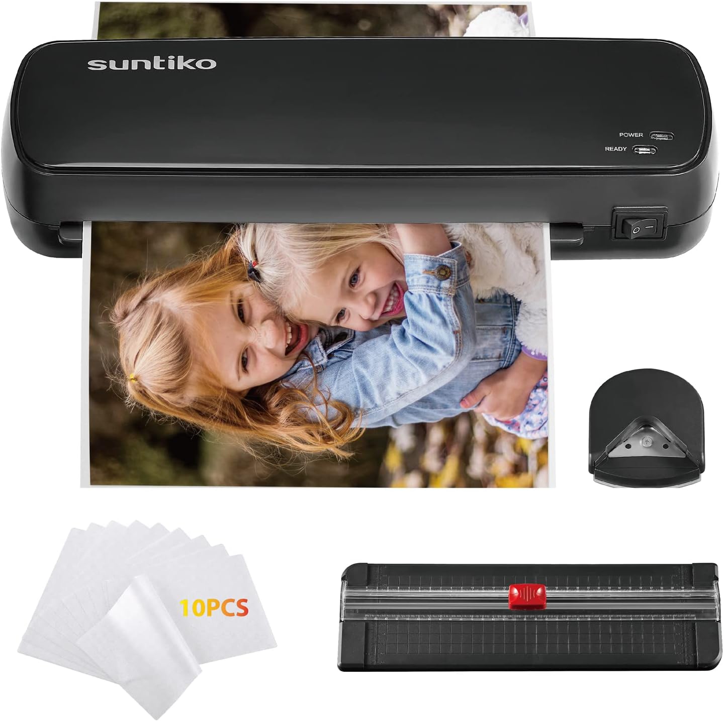 Laminator suntiko laminadora plastificadora maquina Machine, Quick Warm-Up laminado y calentado rapido, Fast Laminating, 4 in 1 Thermal Laminator, Laminating of A4/A5/A6 for Home Office School Use