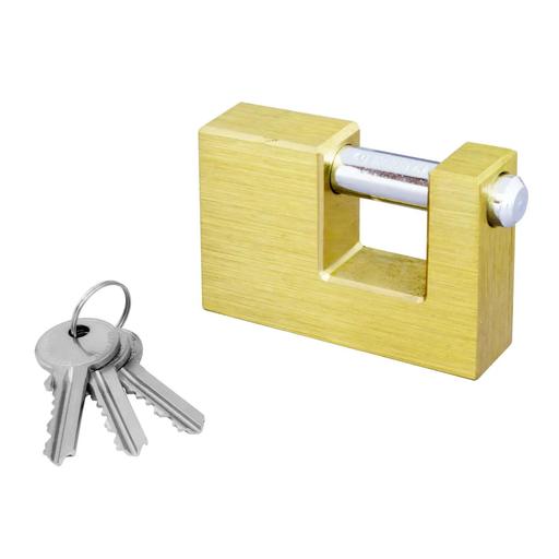 Candado cuadrado anticizalla niquelado de 90 mm  (incluye 3 llaves standard) RP3-390