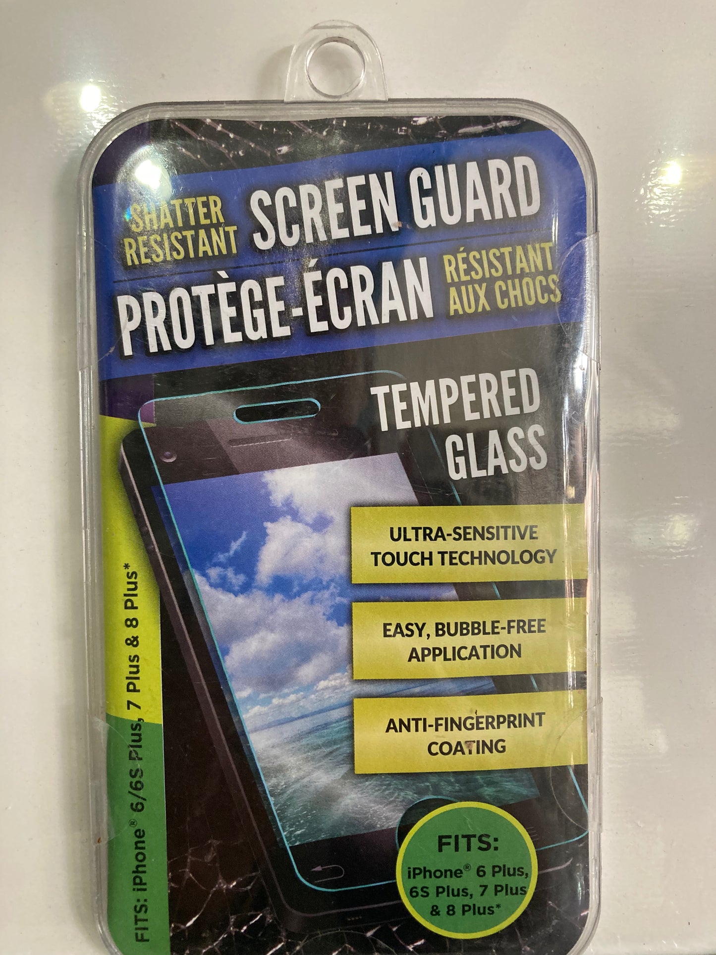 Protector pantalla inastillable vidrio templado, ultra sensible para iPhone             SHATTER RESISTANTSCREEN GUARDROTÈGE-ÉCRAN ASTRUESAUX CHOCS"TEMPEREDGLASS celular telefono inteligente Smartphone
