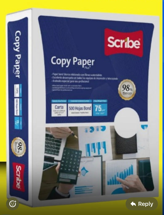 Papel Carta Scribe 500 Hojas – Resma Tamaño Carta