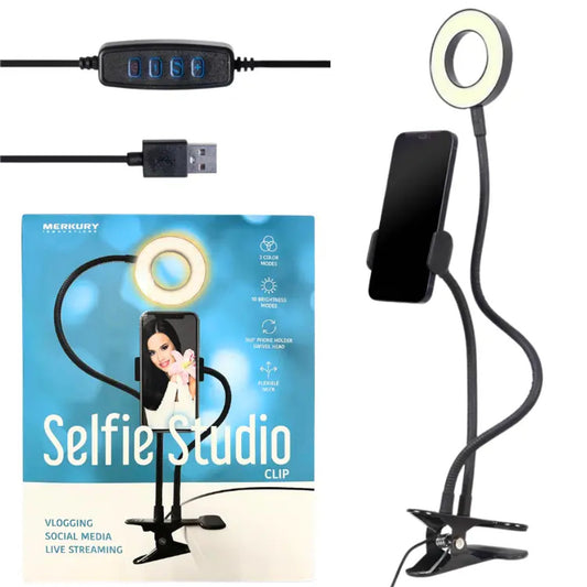 Lámpara de estudio para selfies con cuello flexible