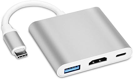 Adaptador USB C para HDMI, 3 en 1 Multiport, USB Tipo C para 4K HDMI, USB 3.0, USB C - oficinatuya