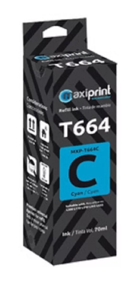 Botella De Tinta Compatible Epson T664 Maxiprint Cyan - oficinatuya