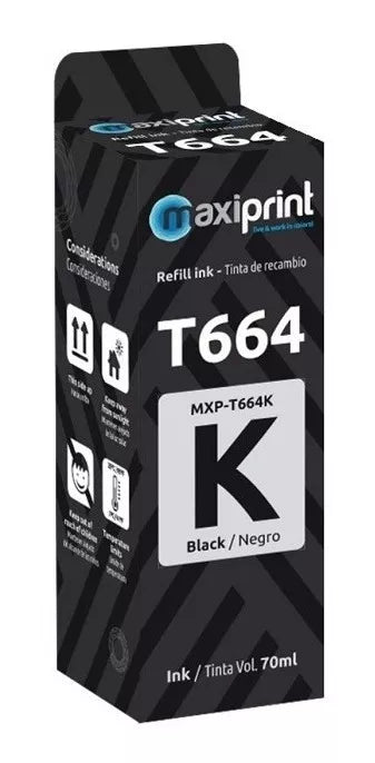 Botella De Tinta Compatible Epson T664 Maxiprint Negro - oficinatuya