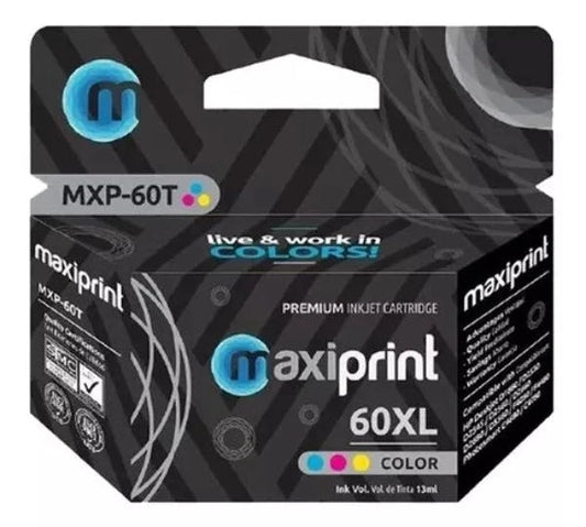 Cartucho hp Maxiprint Compatible 60xl Color Cc644wn Alto Rendimiento - oficinatuya