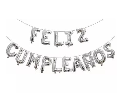 Globos Feliz Cumpleaños Plata Letras Separadas